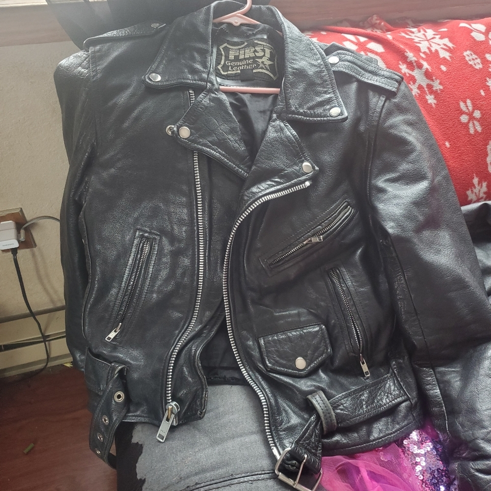 Old school biker leather jacket